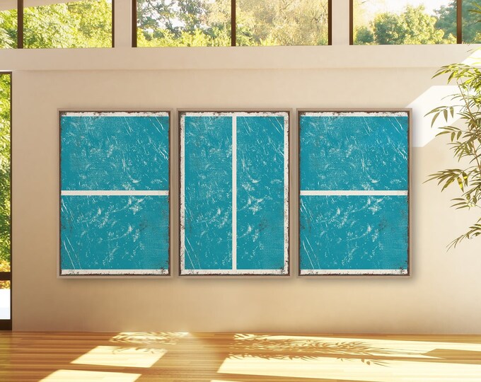 Triptych PICKLEBALL Wall Art,  3 Piece Framed Set, Pickleball Gifts, Sports-themed decor, Modern Farmhouse, Duck Blue