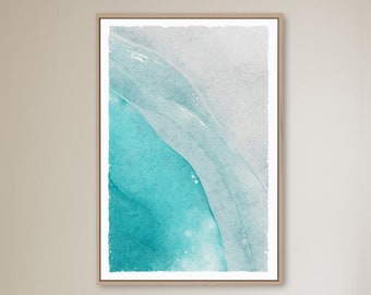 Minimalist Watercolor Wall Art for Beach House Decor, Oversized Art for Above Couch, Waves and Sand Collection, No. 102