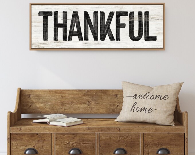 Thanksgiving Sign, Autumn Wall Decor, Farmhouse Fall Decor, Rustic Faux Wood Plaque, Seasonal Harvest Decoration, Long Horizontal Art