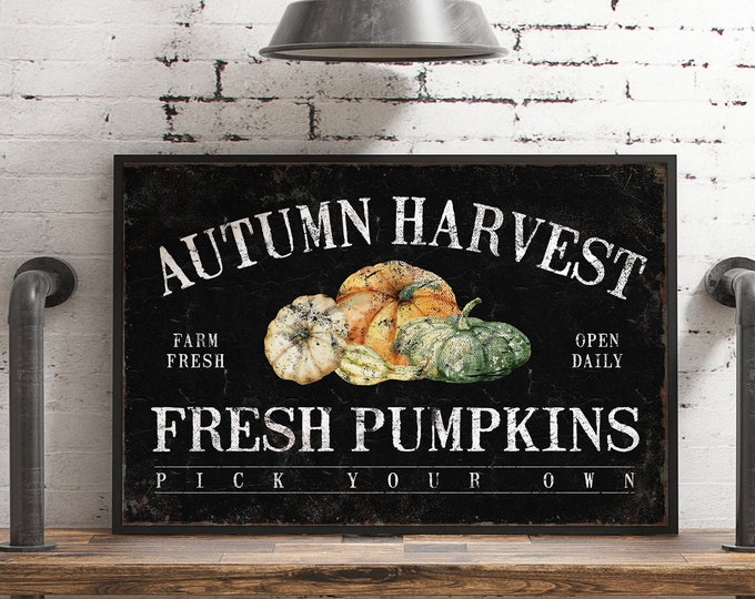 Autumn Harvest Farmers Market Sign in Black, Vintage Farmhouse Decor, Modern Farmhouse Sign, Seasonal Wall Art, Framed Autumn Wall Decor