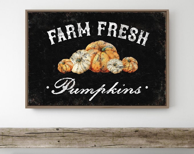 Farm Fresh Pumpkins, Farmers Market Sign in Black, Vintage Farmhouse Decor, Modern Farmhouse Sign, Seasonal Wall Art, Autumn Wall Decor