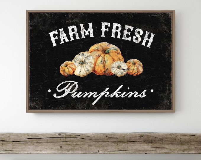 Farm Fresh Pumpkins, Farmers Market Sign in Black, Vintage Farmhouse Decor, Modern Farmhouse Sign, Seasonal Wall Art, Autumn Wall Decor