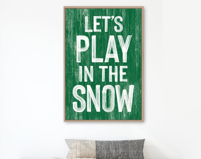 Playing In The Snow, Winter Wall Signs, Aged Distressed Wood, Farmhouse Style Wall Art, Christmas Holiday Decoration