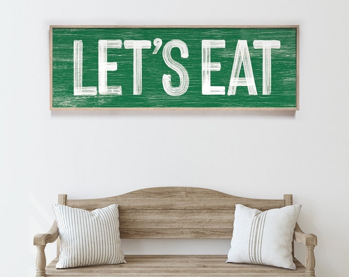 Let's Eat Sign, Thanksgiving Decor, Farmhouse Fall Decor, Seasonal Wall Art, Vintage Weathered Wood, Cozy Autumn Harvest Decoration