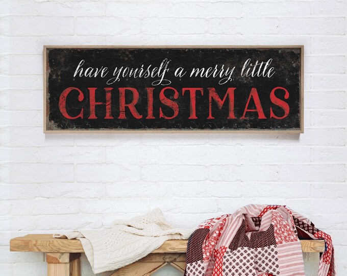 Have Yourself a Merry Little Christmas Sign, Black White and Red, Holiday Wall Decor, Holiday wall art, CHRISTMAS FARMHOUSE DECOR