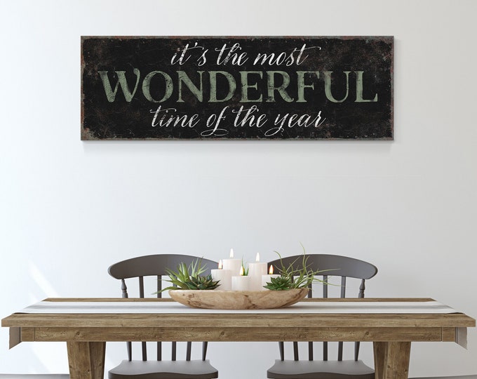 Most Wonderful Time of the Year Sign, Black White and Green, Holiday Wall Art, CHRISTMAS HOME DECOR, Festive Home Decor, Christmas Farmhouse