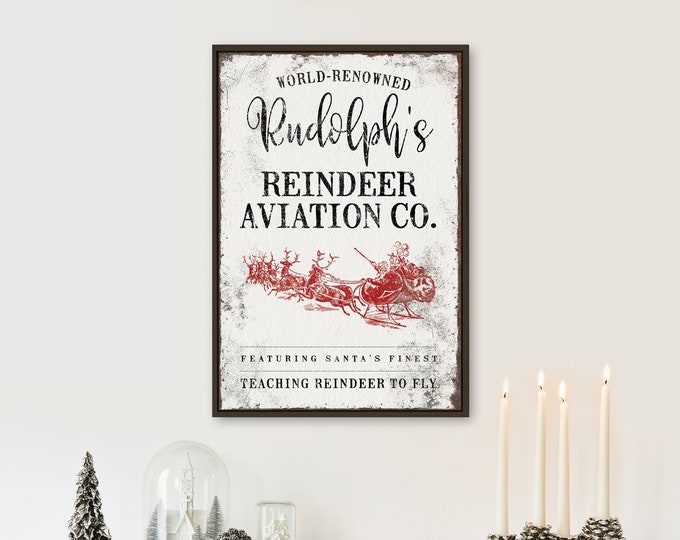 Cute Reindeer Santa Sleigh Sign, Rudolph the Red Nosed Reindeer, Gifts for Christmas Lovers, Christmas Farmhouse Decor, Rustic Holiday Decor