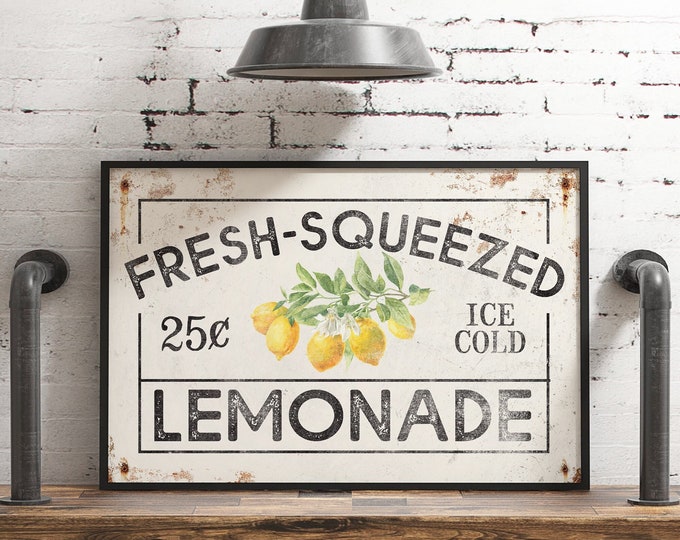 Rustic Fresh Squeezed Lemonade Sign, Vintage Farmers Market Decor, Unique Gift for Mom, Fun Sign for Lemonade Stand, Homestead Canvas Prints