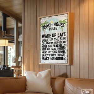 Beach House Rules Wall Sign, Vintage Style (Canvas, Paper, Aluminum)