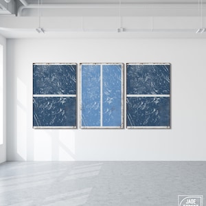 Triptych PICKLEBALL Wall Art,  3 Piece Framed Set, Pickleball Gifts, Sports-themed decor, Modern Farmhouse, Cobalt and Vista Blue