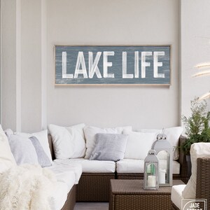 Harbor Blue Lake Life Sign, Rustic Lake Decor, Lake House Wall Art, Faux Weathered Wood, Relaxed Vibes, Vintage Farmhouse Gift