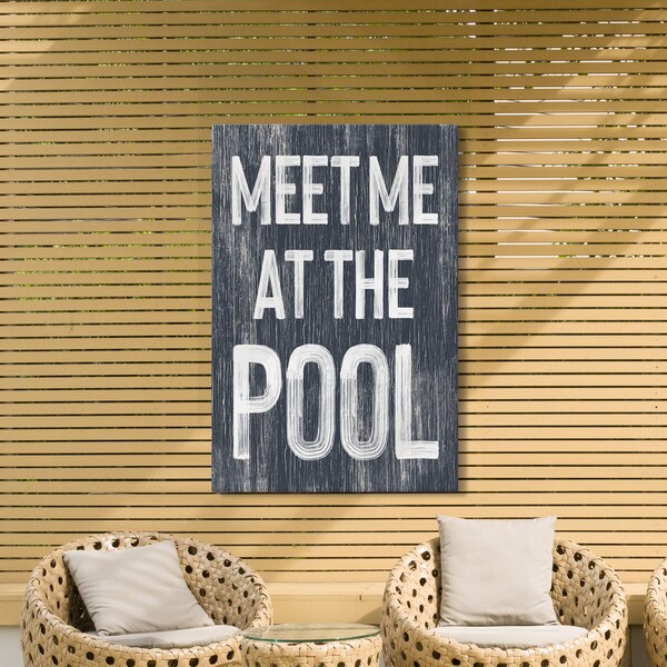 Vintage Hale Meet Me at the Pool Sign - Retro Canvas Print for Modern Farmhouse Decor - Pool Themed Home Decoration - Fun Pool Signs