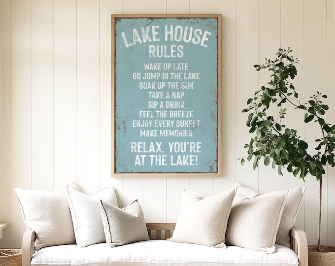 Lake House Wall Sign, Retro Coastal Style, Lake House Spring Decor