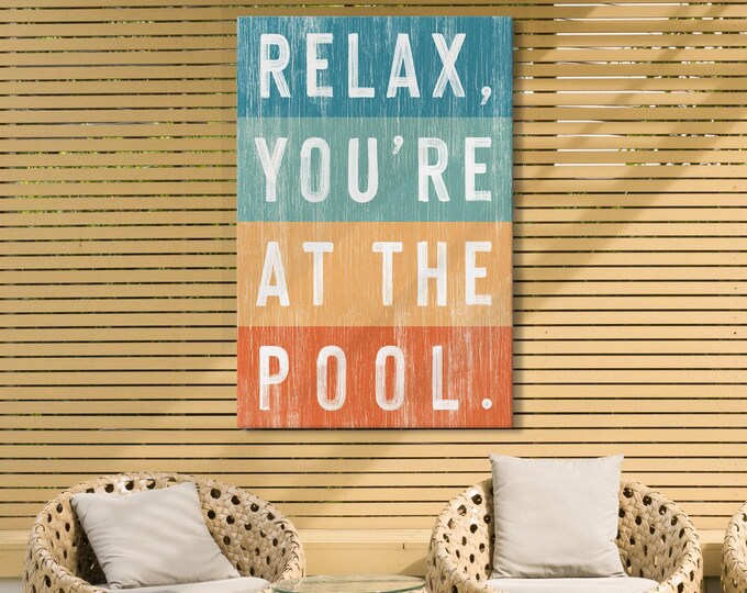 Rainbow Painted Wood, Indoor Outdoor Decor, Gift For Pool Owner, Retro Inspired Sign, Farmhouse Wall Art, Durable Patio Decoration