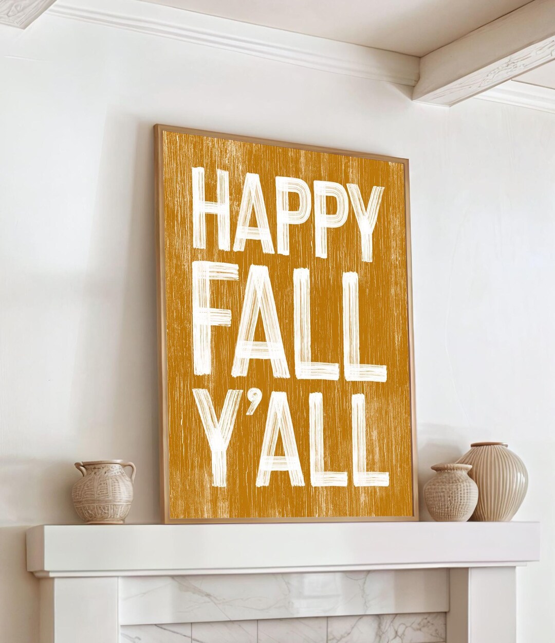 Happy Fall Yall Sign for Fall Decorating, Caramel Accent, Large Fall ...