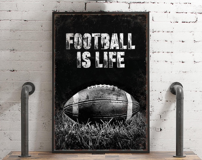 Football Is Life Wall Art: Vintage Autumn Sports Decor