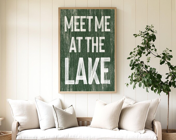 Rustic Lake House Sign, Faux Wood, Vintage Look (Multiple Sizes)