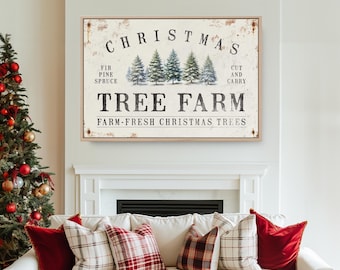 Christmas Tree Farm Sign, Vintage Rustic Holiday Decor (Multiple Sizes)