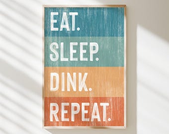 Eat Sleep Dink Canvas Print: Retro Pickleball Wall Art