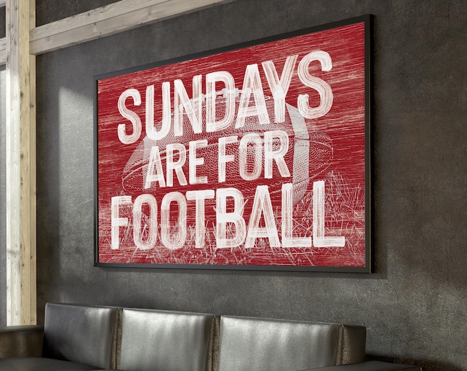 Vintage Football Sign, Rustic Faux Wood Man Cave Decor, Sports Spirit Gift