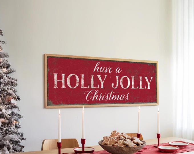 Vintage Holiday Wall Sign, Rustic Maple Frame, Cozy Christmas Art
