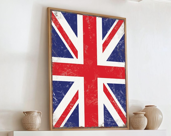 Vintage British Flag Poster: Distressed UK Design, Rustic Wall Art
