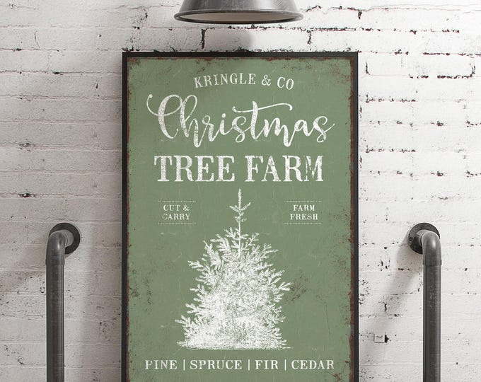 Christmas Tree Art in White on Weathered Sage Green