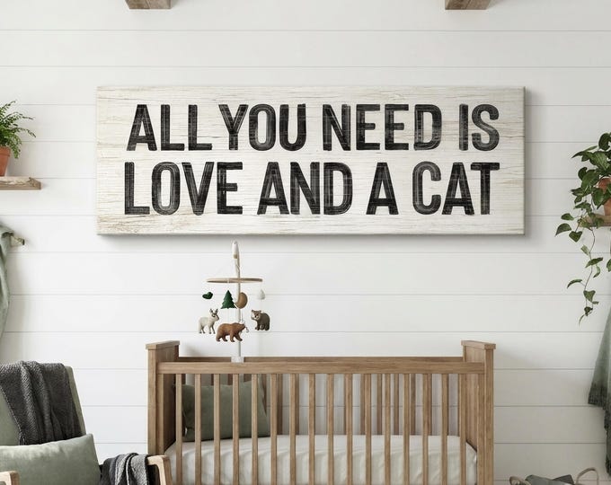 Boho Cat Wall Sign, Black and White Quote Art, Charming Cat Gift