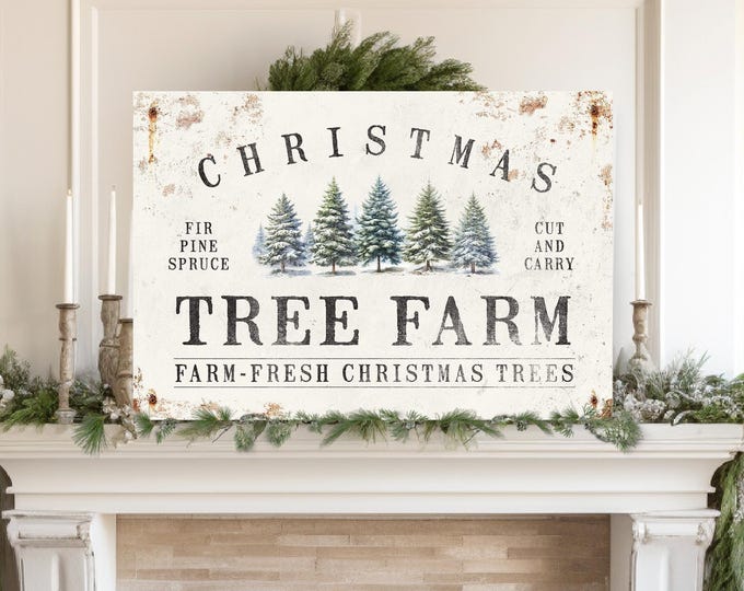 Rustic Christmas Tree Sign: Vintage Farmhouse Holiday Wall Art