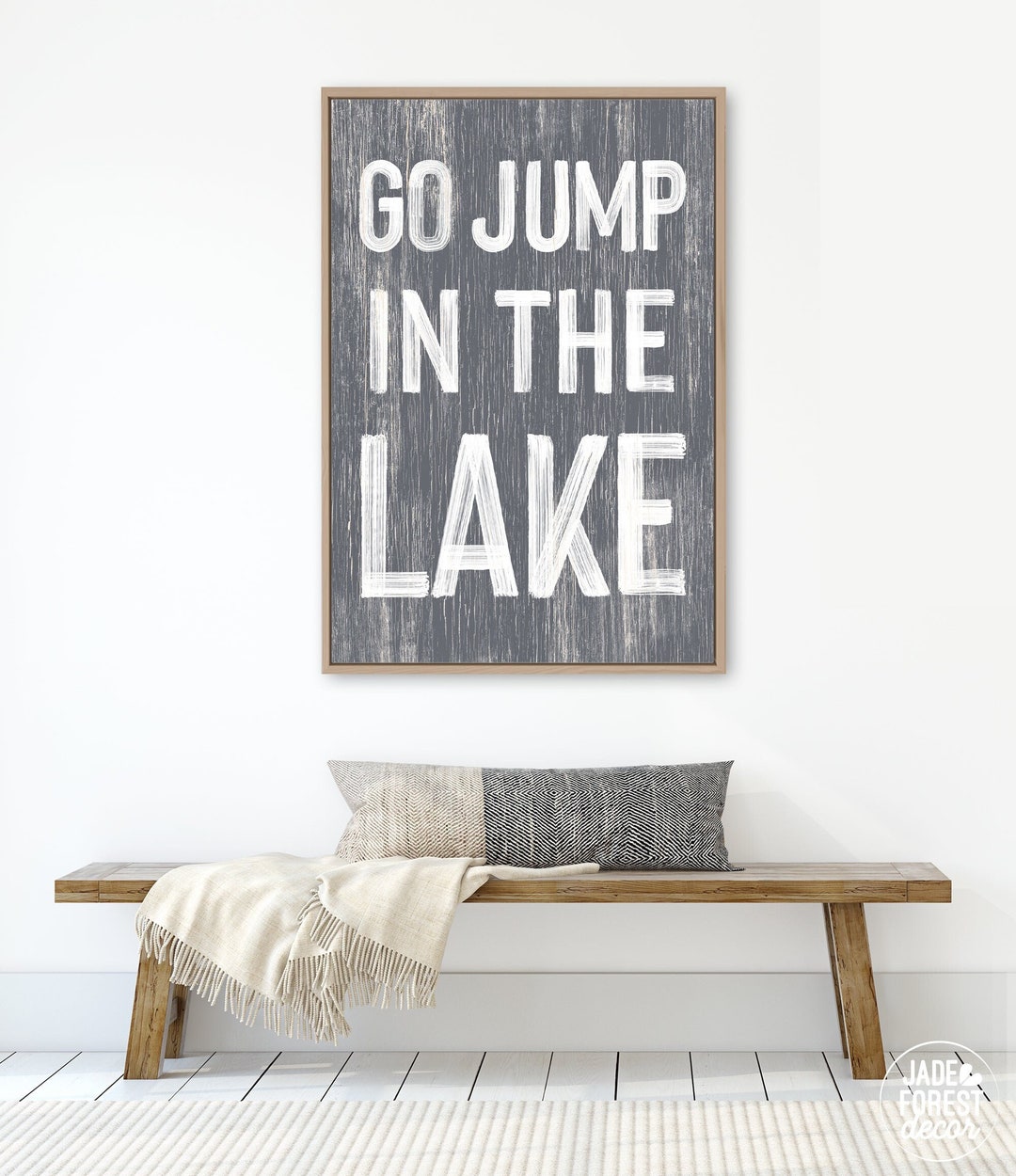 Go Jump in the LAKE Sign Slate Gray LAKE HOUSE Decor, Coastal Wall Art ...
