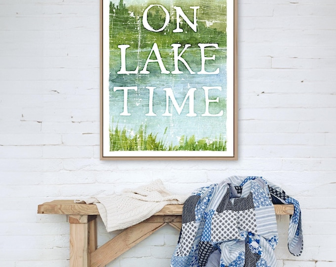 Lake House Watercolor Print, Framed Vintage Lake Art, Modern Style Decor