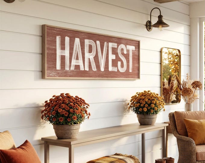 Harvest Art, Clay Red Sign, Autumn Wall Decor