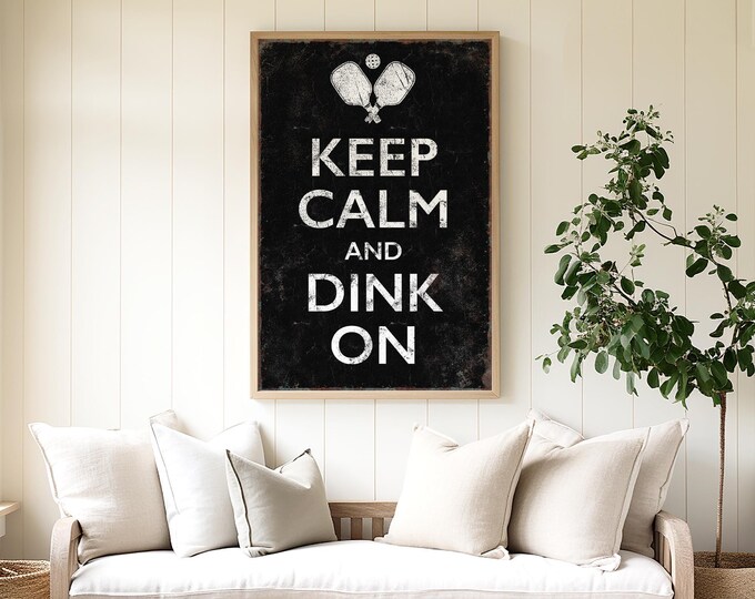 Pickleball Wall Art: Retro Black Canvas - Farmhouse Style Decor