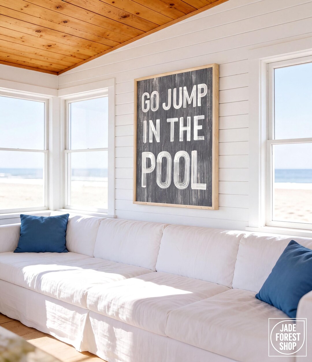 Go Jump in the Pool Sign, Hale Navy Faux Wood Vintage Pool Wall Art - Etsy