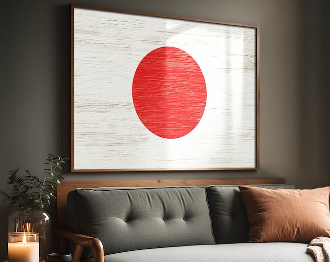 Japanese Flag Poster, Flag of Japan, Japan Flag Canvas, Gift for Japanese Friends, Indoor Outdoor Wall Art, Rising Sun Decor, Japanese Gift