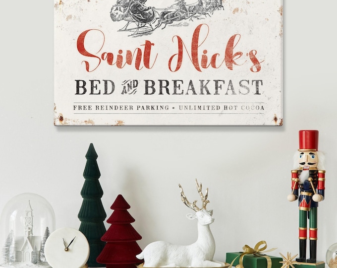 Santa Nick's Christmas Sign: Seasonal Wall Art (Canvas, Paper, Aluminum)