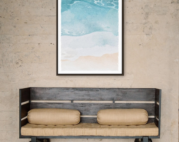 Neutral Beach Wall Art - Oversized Minimal Waves Canvas