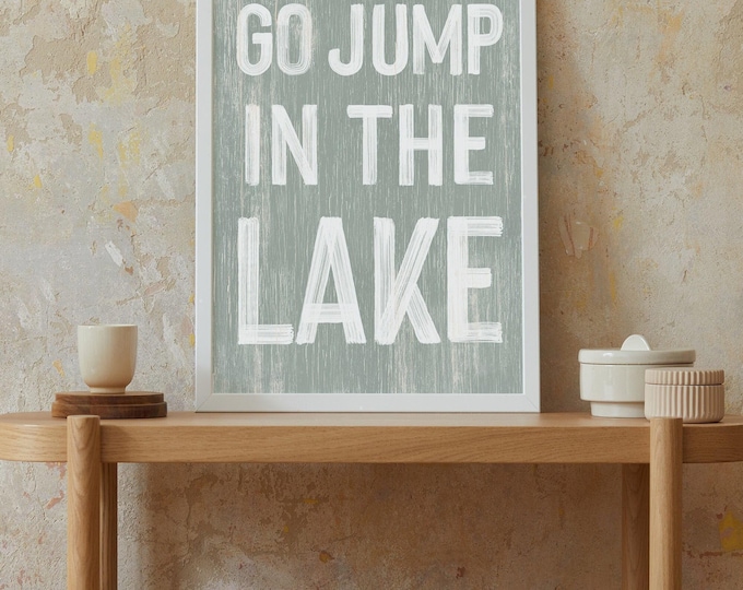 Lake House Wall Sign, Sage Green Faux Vintage Wood, At the Lake Decor
