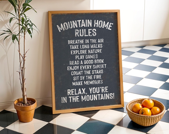 Mountain Home Sign: Hale Navy Blue Gray Ski Cabin Wall Art