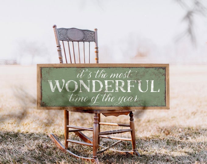 Holiday Wall Art Print: 'Most Wonderful Time' in Seagrass Green