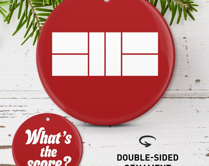 Funny Pickleball Christmas Ornament, Pickleball Court Ornament, Red Ceramic Porcelain, Shatterproof Aluminum, Whats the Score? • 04