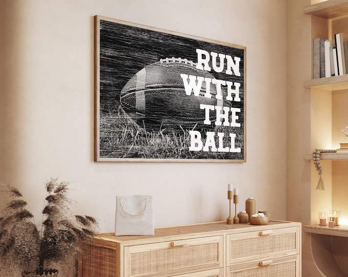 Sunday Football Sign: Vintage Style Run with the Ball Art