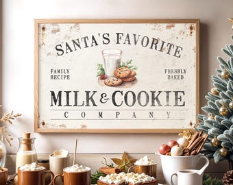 Santa Milk and Cookie Wall Art: Christmas Decor (Multiple Sizes & Frames)
