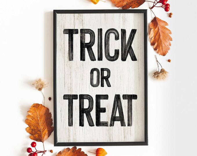Rustic Halloween Wall Art Sign - Faux Wood, White Finish