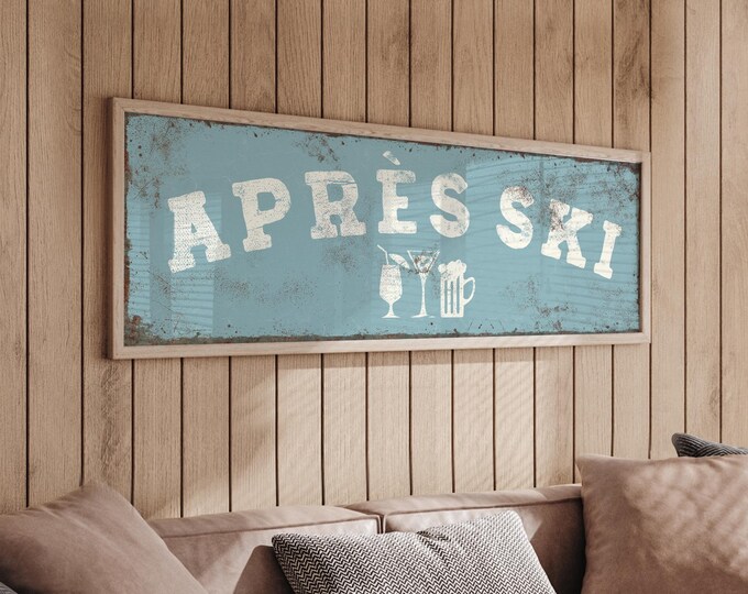 Après Ski Sign Tide Blue Rustic Wall Art