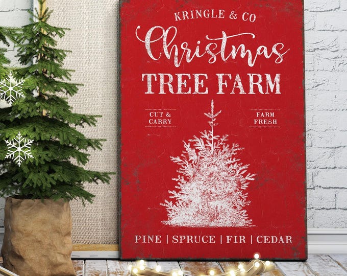 Christmas Wall Sign: Red Vintage Style - Farmhouse Holiday Decor
