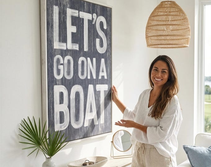 Coastal Vintage Nautical Faux Wood Sign, Beach House Decor, Seaside Gift