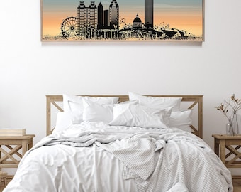 Black and White Art, Atlanta Skyline Panoramic Aluminum Sign
