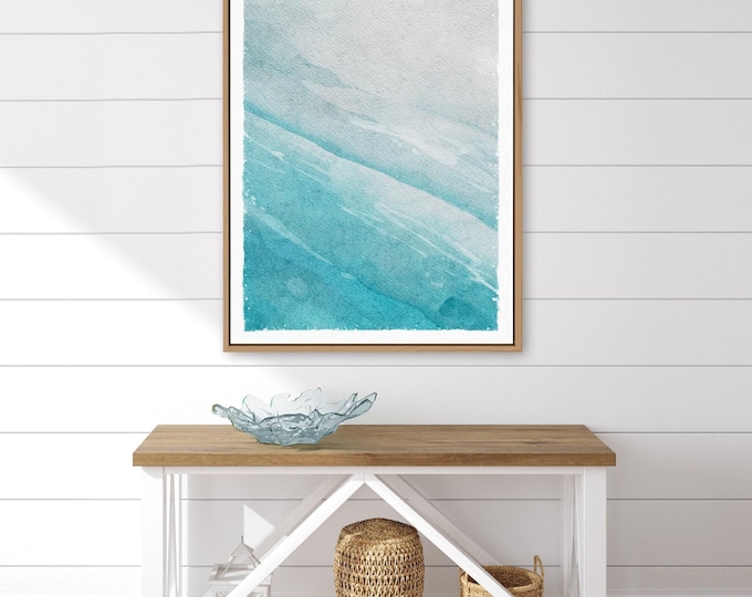 Watercolor Beach Wall Art: Waves and Sand Collection (Large Canvas)