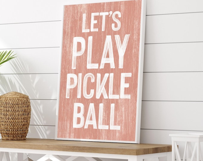 Coral Pink Pickleball Sign: Fun Wall Decor for Game Lovers